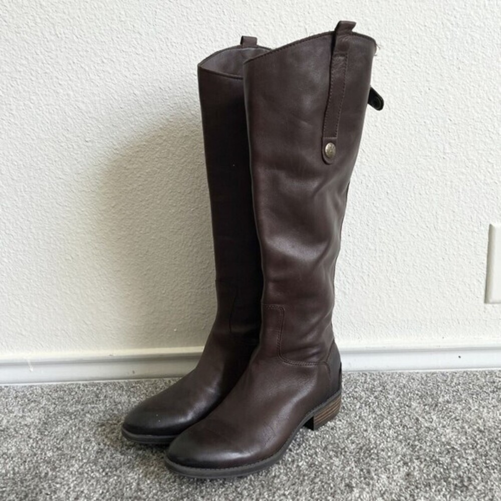 Sam Edelman penny riding boots Womens size 5.5 M Brown Leather Tall Burnished